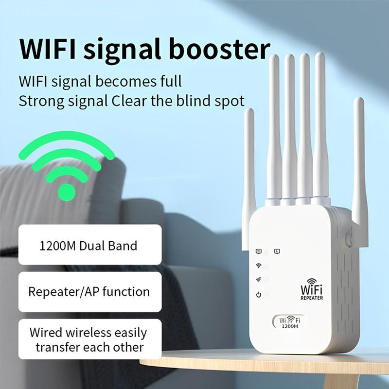 Wifi Extender 2026 with 6 Antennas, 1200Mbps Dual Band Booster, 12,000 Sq.Ft Coverage, Supports 100 Devices, Repeater & Ethernet Port