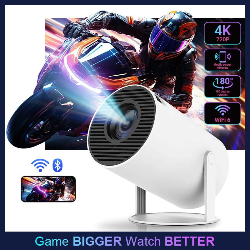 Outdoorfun Mini 4K Decoding Projector with 5G Wifi 6 & BT 5.0 720P Full HD 160 ANSI Lumens Portable Home Theater for Android Audio Bluetooth Game Bigger Watch Better
