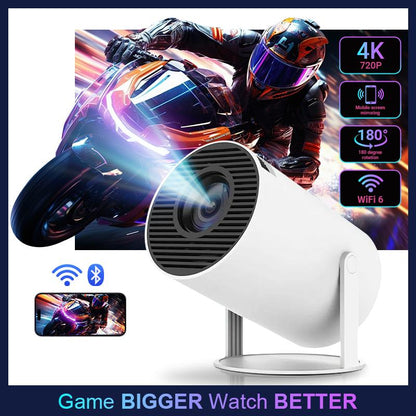 Outdoorfun Mini 4K Decoding Projector with 5G Wifi 6 & BT 5.0 720P Full HD 160 ANSI Lumens Portable Home Theater for Android Audio Bluetooth Game Bigger Watch Better