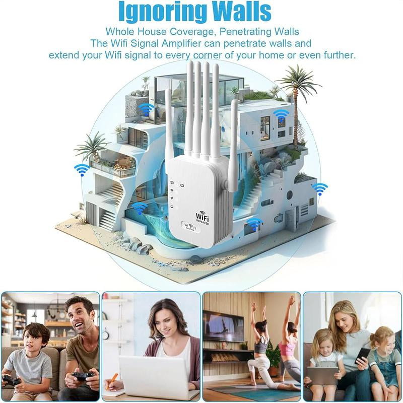 Wifi Extender 2026 with 6 Antennas, 1200Mbps Dual Band Booster, 12,000 Sq.Ft Coverage, Supports 100 Devices, Repeater & Ethernet Port