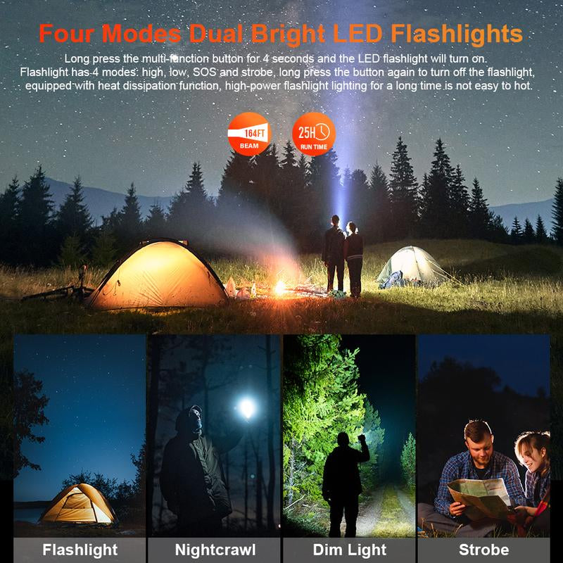 A 40000Mah Large-Capacity Solar Power Bank, Equipped with 4 Built-In Cable Outputs and Inputs, 5 Outputs QC3.0PD 20W Fast Charging, 2 Lighting Lamps, and a Solar Panel for Efficient Charging. It Is Suitable for Outdoor Activities, Fishing, Camping, Etc