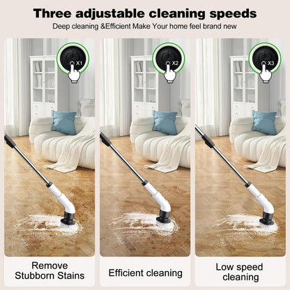 Electric Spin Scrubber Bath Tub Power Scrubber with Long Handle & Replaceable Heads, Detachable for Short Handle, Cleaning Tool