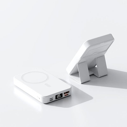 QJL Magnetic Power Bank, 10000Mah Magnetic Power Bank,Foldable Wireless Portable Charger with LED Display,Fast Charging for Iphone 16/15/14/13/12 Pro/Pro Max/Plus, Compact Silicone